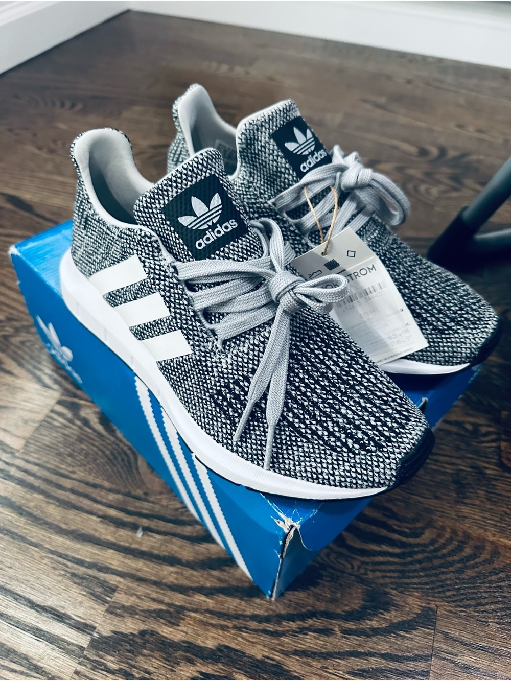 NWT Adidas Kids’ Grey Knit Sneakers - Lightweight Comfort- Kids 4.5